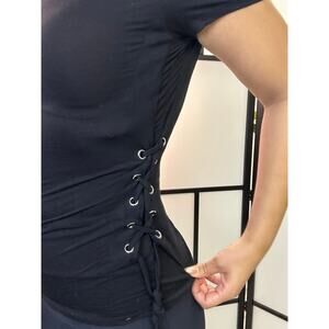 INC edgy black side tie shirt